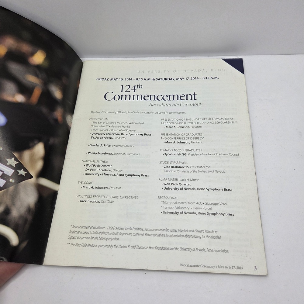 University of Nevada Reno Spring Commencement Program 2014 Graduation UNR - Picture 4 of 4